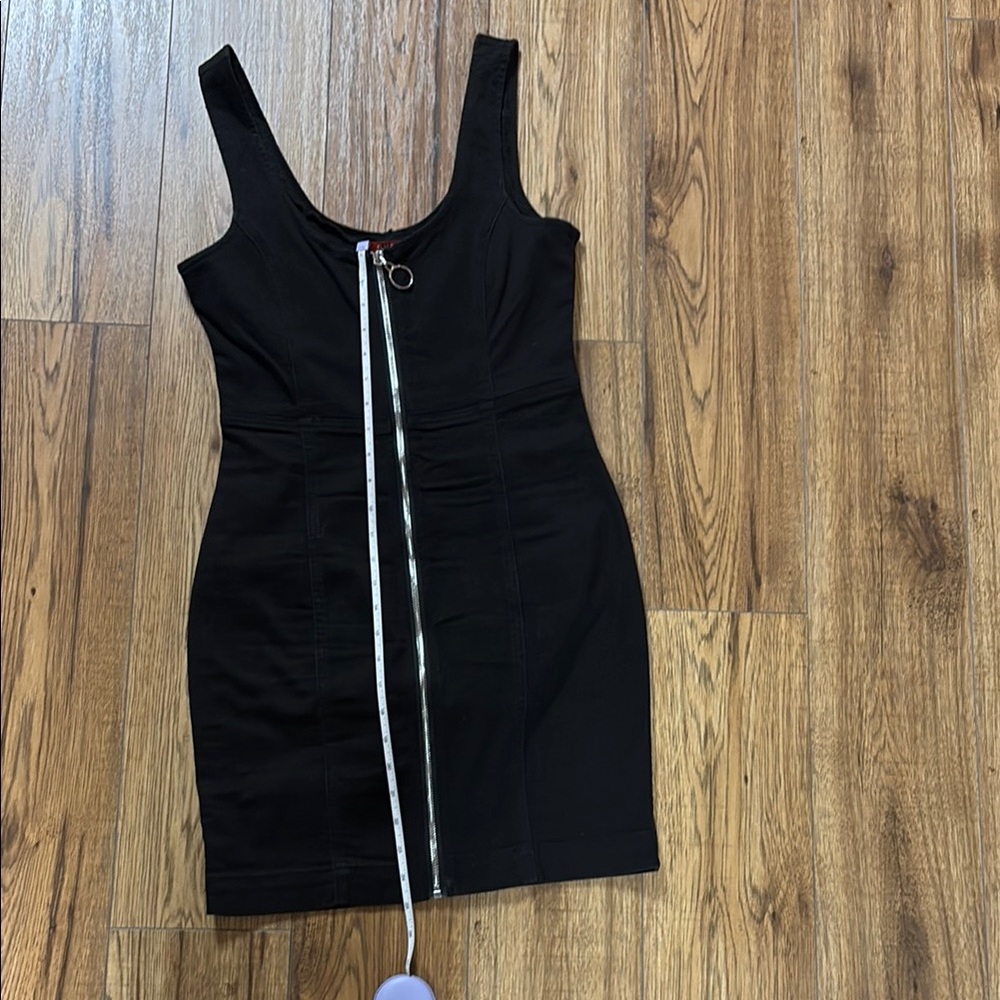 Guess Elegant Black denim Zipper Dress